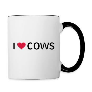 Ich liebe Kühe Kuh Bauernhof Bauer Landwirt - Tasse zweifarbig - Weiß/Schwarz - Rechts