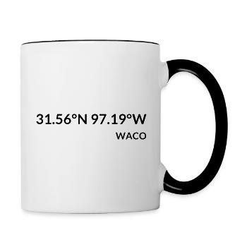 Coordonnées Waco, Texas, États-Unis - Mug contrasté - blanc/noir - Droite