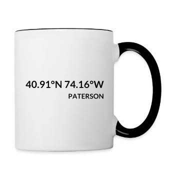 Paterson, New Jersey, États-Unis, Coordonnées - Mug contrasté - blanc/noir - Droite