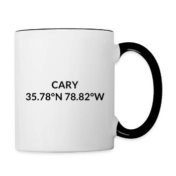 Cary, Caroline du Nord, États-Unis Coordonnées - Mug contrasté - blanc/noir - Droite