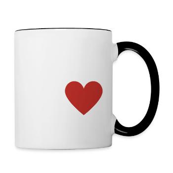 Letter o red heart - Contrasting Mug - white/black - Right