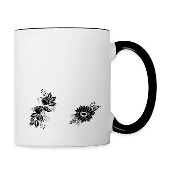 Number 14 Black Floral -14th Floral Birthday - Contrasting Mug - white/black - Right