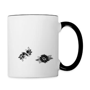 Nummer 31 Schwarze Blumen - 31. Blumengeburtstag - Tasse zweifarbig - Weiß/Schwarz - Rechts
