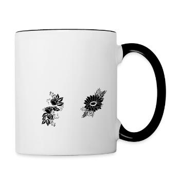 Number 48 Black Floral - 48th Floral Birthday - Contrasting Mug - white/black - Right