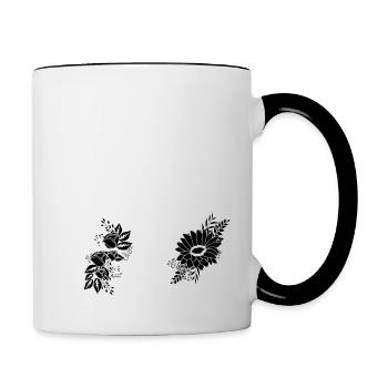 Numéro 54 floral noir - 54e anniversaire floral - Mug contrasté - blanc/noir - Droite