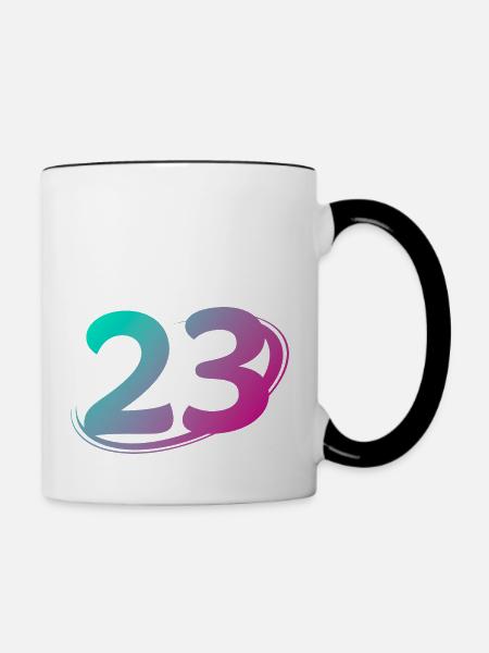 Nummer 23 mehrfarbig - Tasse zweifarbig - Weiß/Schwarz