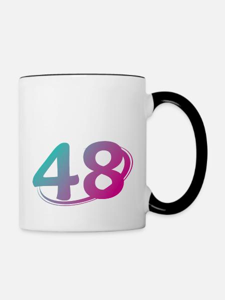 Nummer 48 mehrfarbig - Tasse zweifarbig - Weiß/Schwarz