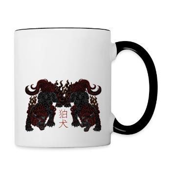 Komainu (Wächterlöwen) | Yōkai-Serie - Tasse zweifarbig - Weiß/Schwarz - Rechts