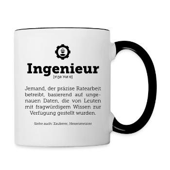 Ingenieur Bedeutung Ingenieurwesen (Geschenk-Idee) - Tasse zweifarbig - Weiß/Schwarz - Rechts