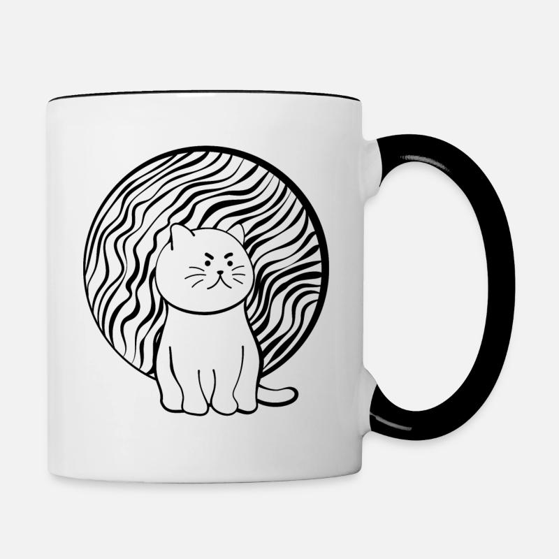 Chat heureux - Mug contrasté - blanc/noir