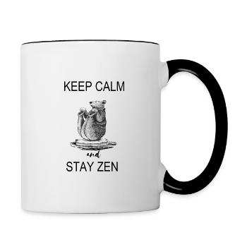 bear keep calm and stay zen - Contrasting Mug - white/black - Right