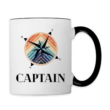Wind rose captain retro - Contrasting Mug - white/black - Right