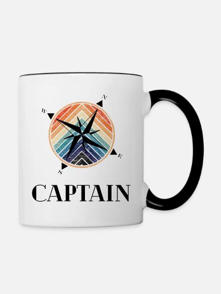 Windrose Kapitän Retro - Tasse zweifarbig - Weiß/Schwarz