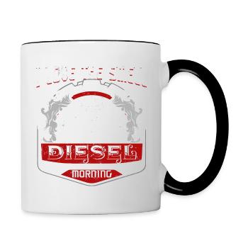 LKW-Fahrer Diesel Geruch Geschenkidee für Trucker - Tasse zweifarbig - Weiß/Schwarz - Rechts