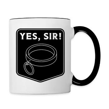 Yes Sir - BDSM Halsband Bondage - Sub Geschenk - Tasse zweifarbig - Weiß/Schwarz - Rechts