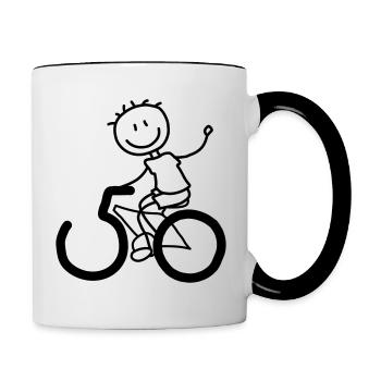 Radfahrer feiert den 50er - Tasse zweifarbig - Weiß/Schwarz - Rechts