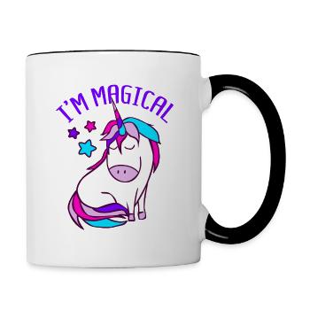 Einhorn Einhörner Magie - Tasse zweifarbig - Weiß/Schwarz - Rechts