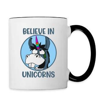 Croire Licorne - Mug contrasté - blanc/noir - Droite