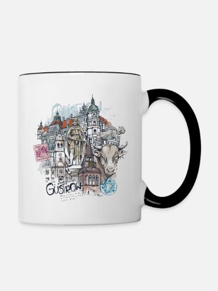 Güstrow Illustration - Tasse zweifarbig - Weiß/Schwarz