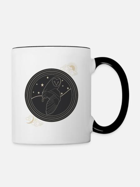 Eule der Nacht - Tasse zweifarbig - Weiß/Schwarz