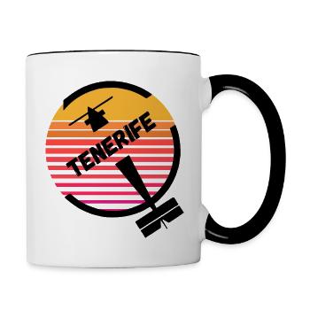 Tenerife Canary Islands Spain Airplane Retro Sun - Contrasting Mug - white/black - Right