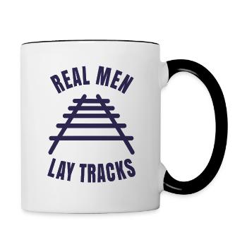 Echte Kerle verlegen Gleise Schienen - Tasse zweifarbig - Weiß/Schwarz - Rechts