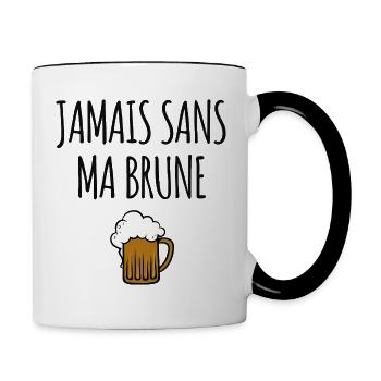 Jamais sans ma brune - Mug contrasté - blanc/noir - Droite