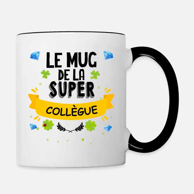 Mug Collègue Citation Humour - Mug contrasté - blanc/noir