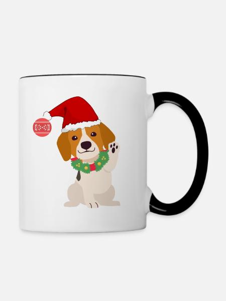 Christmas Beagle - Contrasting Mug - white/black