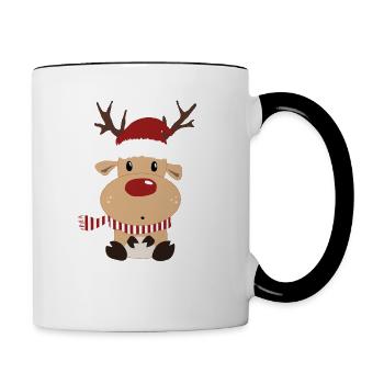 Cerf Joyeux Noël mignon - Mug contrasté - blanc/noir - Droite