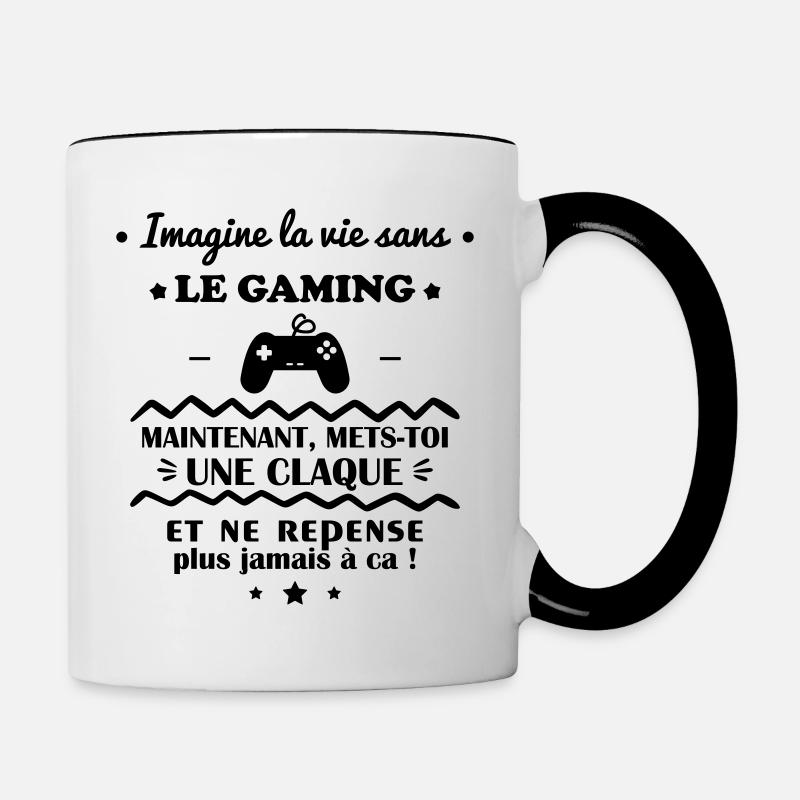 Imagine la vie sans le gaming, gameur, gameuse - Mug contrasté - blanc/noir