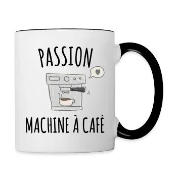 Passion machine a café - cadeau travail de bureau - Mug contrasté - blanc/noir - Droite