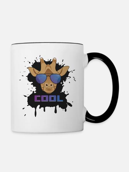 Giraffe cool - Tasse zweifarbig - Weiß/Schwarz