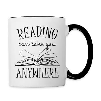 Reading Can Take You Anywhere - Tasse zweifarbig - Weiß/Schwarz - Rechts