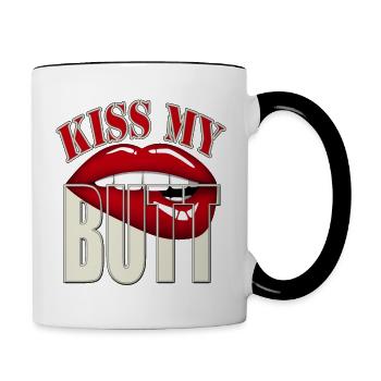 Embrasse mes fesses - avec les lèvres / bouche rouges - Mug contrasté - blanc/noir - Droite