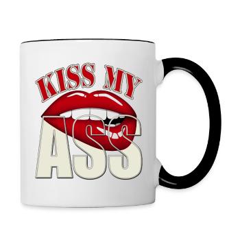 Küss meinen Arsch - Tasse zweifarbig - Weiß/Schwarz - Rechts