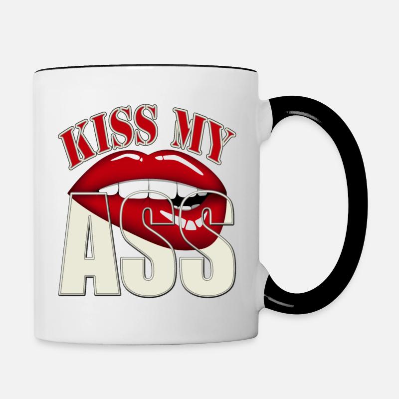 Embrasse mon cul - Mug contrasté - blanc/noir