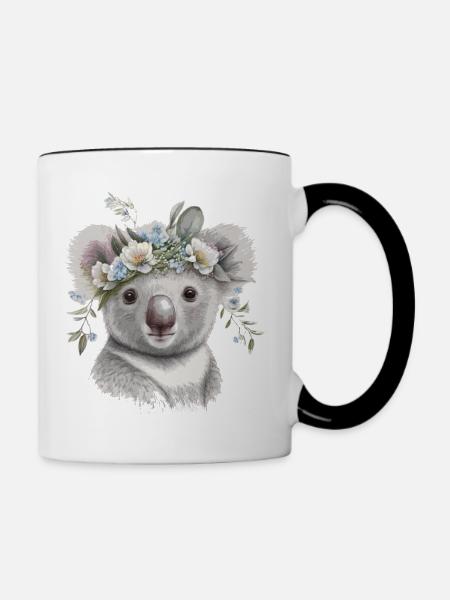 Niedlicher Koala - Tasse zweifarbig - Weiß/Schwarz