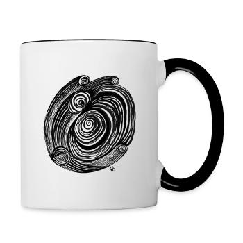 Wirbel Vortex abstrakt transparent - Tasse zweifarbig - Weiß/Schwarz - Rechts