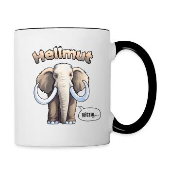 Elefant Weißes Helles Mammut Hellmut Helmut - Tasse zweifarbig - Weiß/Schwarz - Rechts