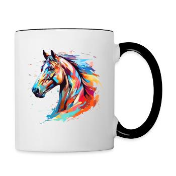 Horse head rider love horse equestrian sport - Contrasting Mug - white/black - Right