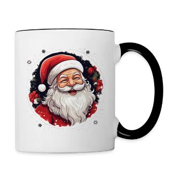 Lustiger Weihnachtsmann zu Weihnachten - Tasse zweifarbig - Weiß/Schwarz - Rechts
