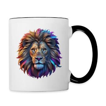 Tête de lion - Mug contrasté - blanc/noir - Droite