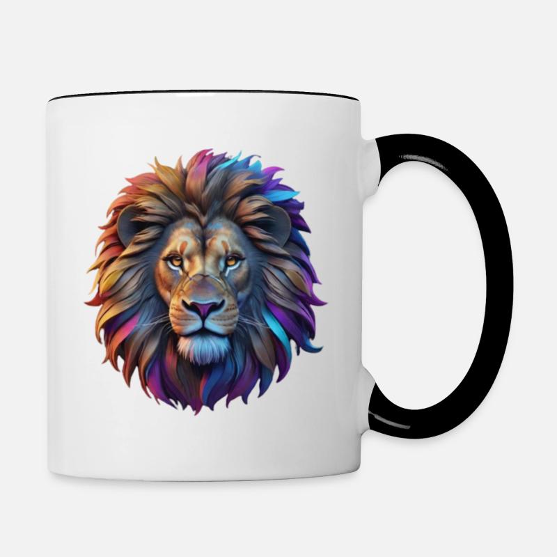 Tête de lion - Mug contrasté - blanc/noir