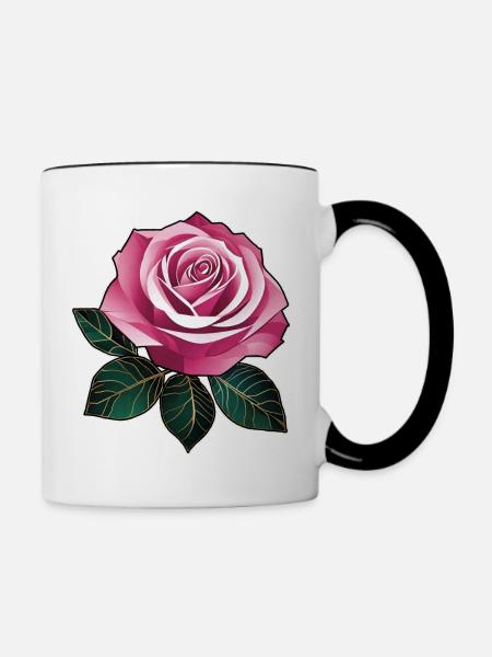 Rosa Rose II - Tasse zweifarbig - Weiß/Schwarz