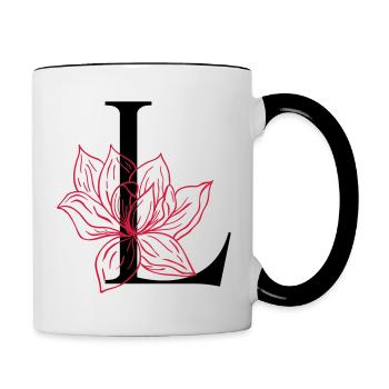 Initiale L Buchstabe - Tasse zweifarbig - Weiß/Schwarz - Rechts