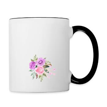 Purple Floral Letter O - Contrasting Mug - white/black - Right