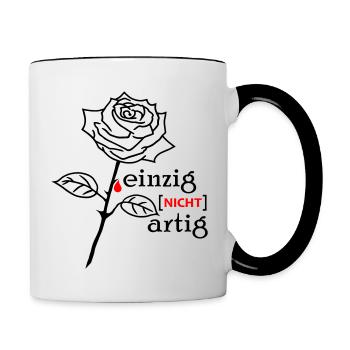 Rose einzigartig Flock - Tasse zweifarbig - Weiß/Schwarz - Rechts
