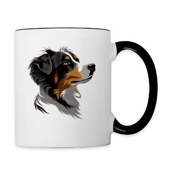 Australian Shepherd - Bestseller Aussi Dog - Contrasting Mug - white/black - Right
