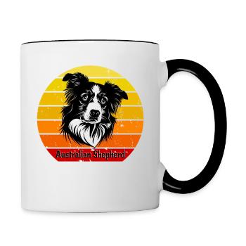 Australian Shepherd Aussi Sunset Vintage - Contrasting Mug - white/black - Right